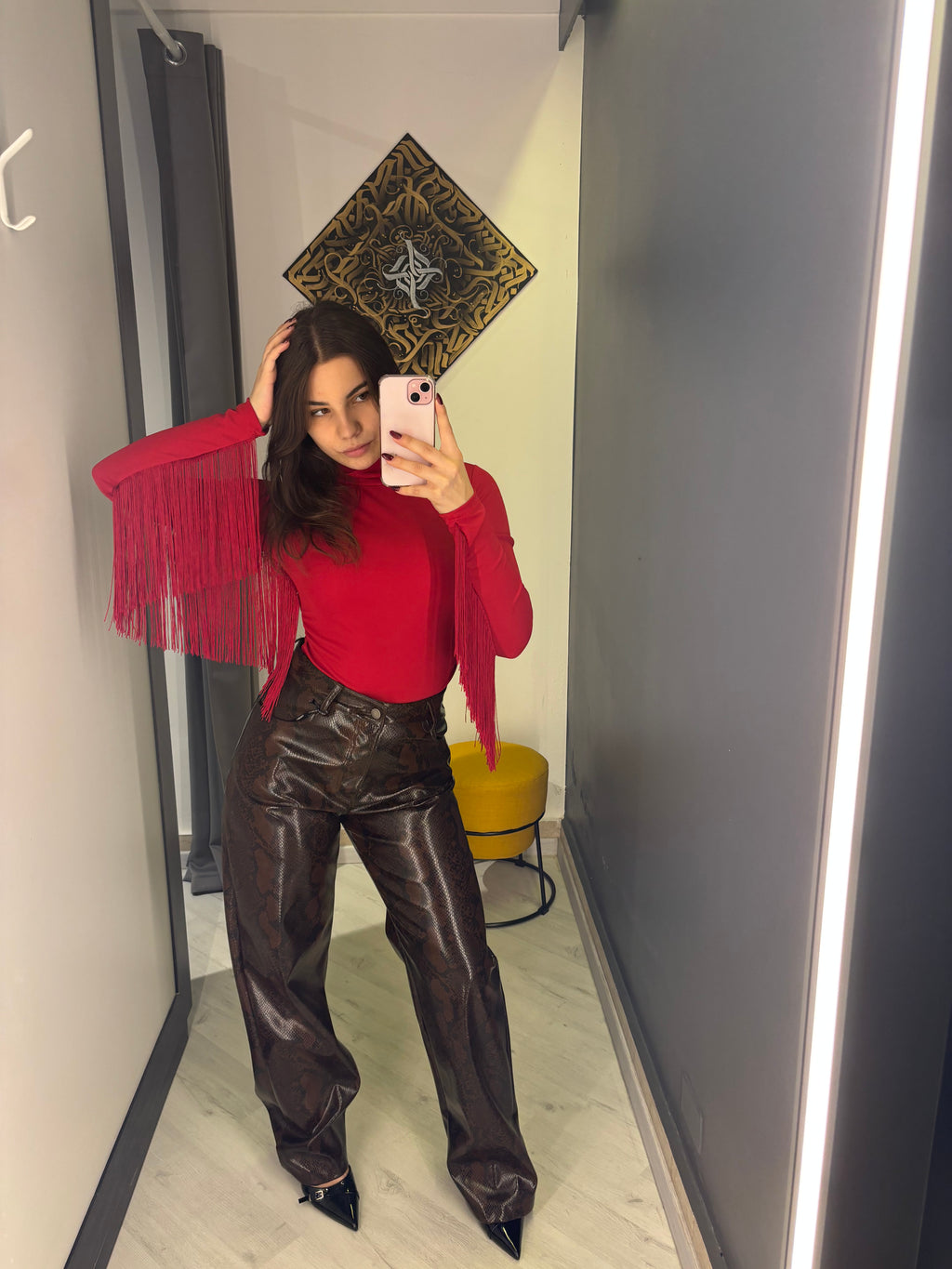 Body Rosso Wild Fringe – Maniche con Frange Maxi & Fit Avvolgente