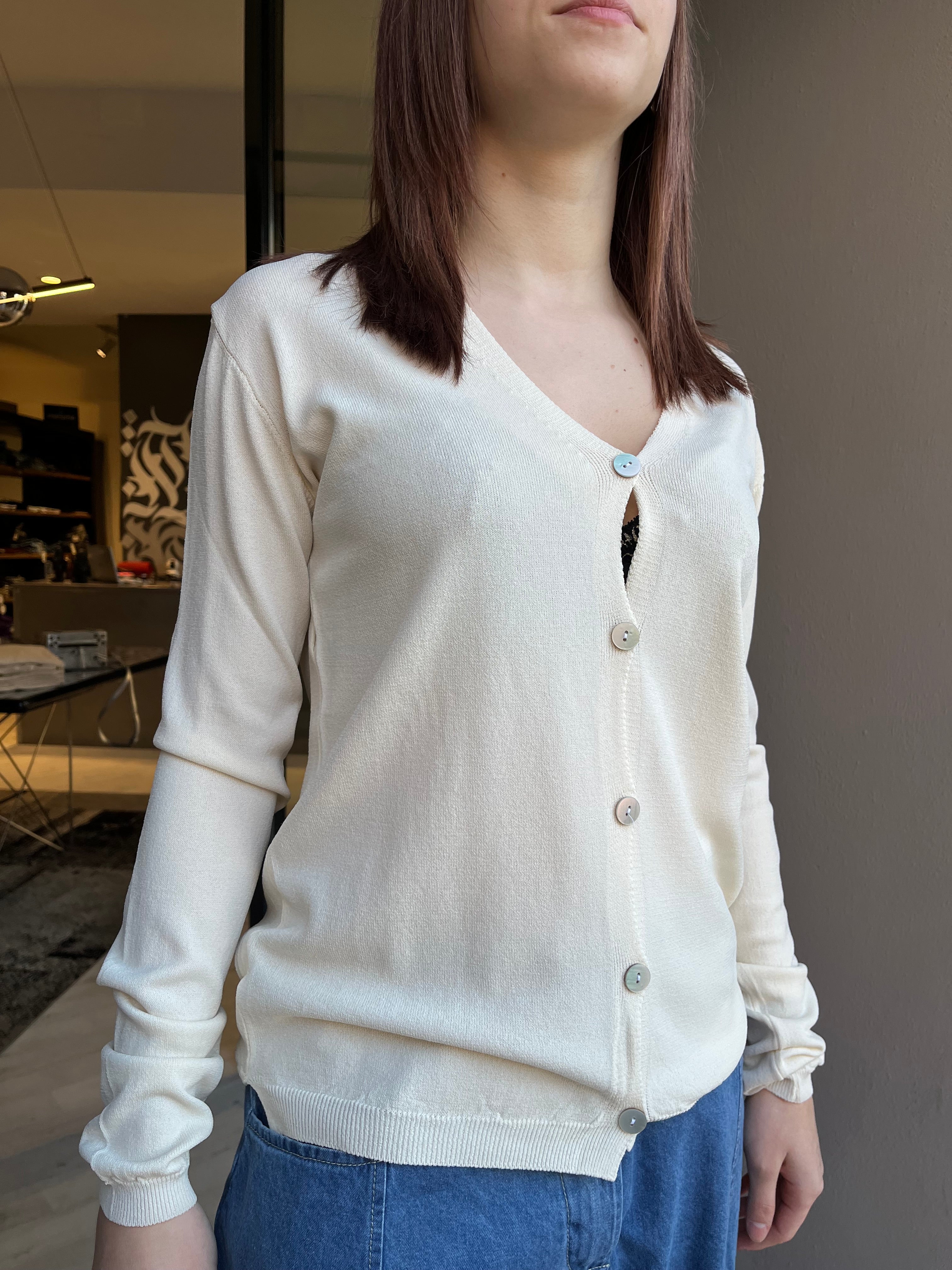 Cardigan manica lunga con scollo a V