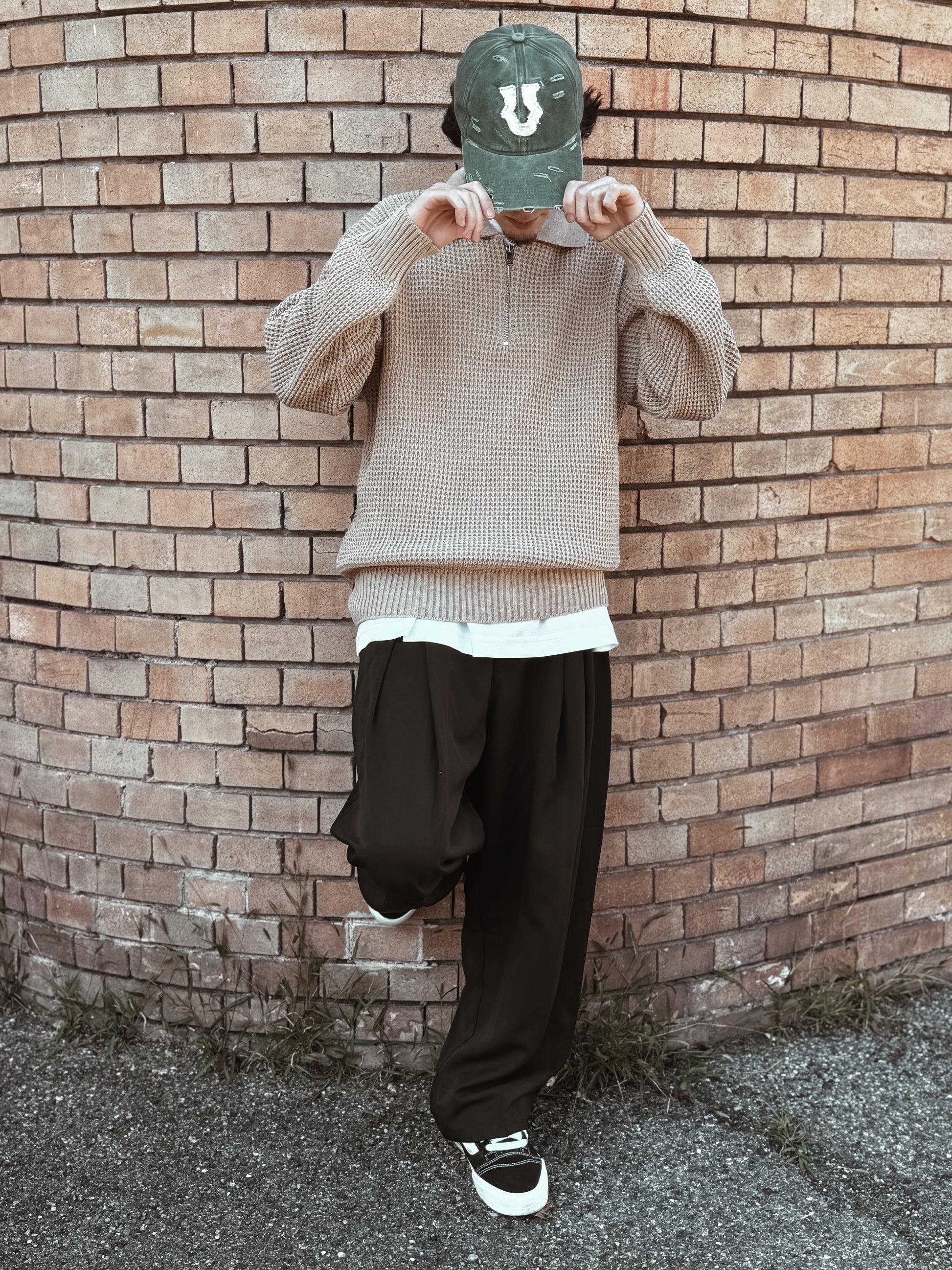 Maglioncino Beige a Maglia Larga – Stile Casual Streetwear