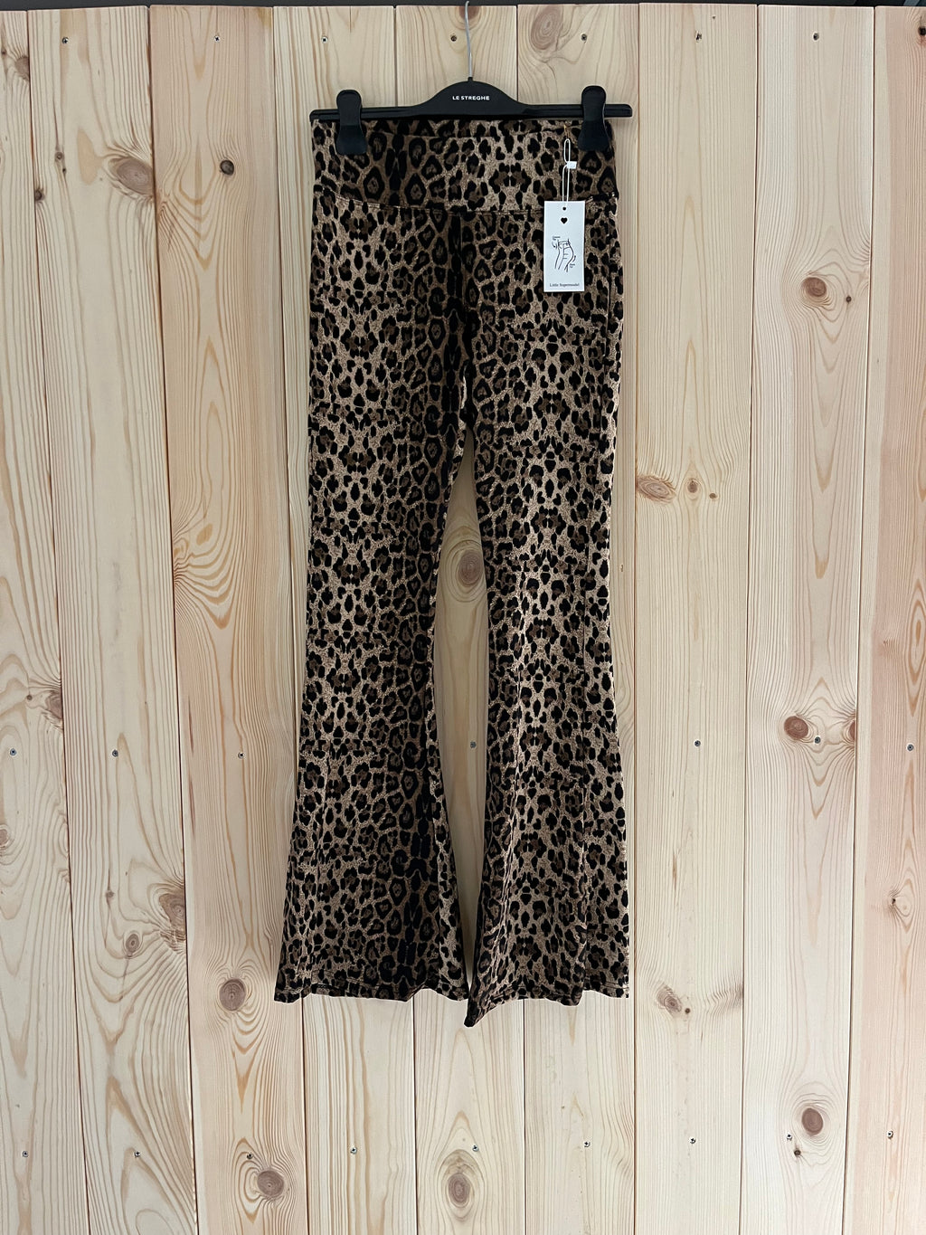 Pantaloni a Zampa Animalier Leopardati
