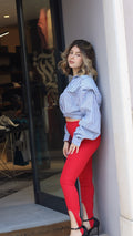 Leggings a Rampino Rossi a Vita Alta