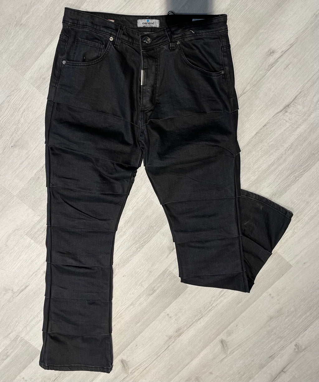 Jeans Uomo Cianotic – Denim Nero con Dettagli a Fasce