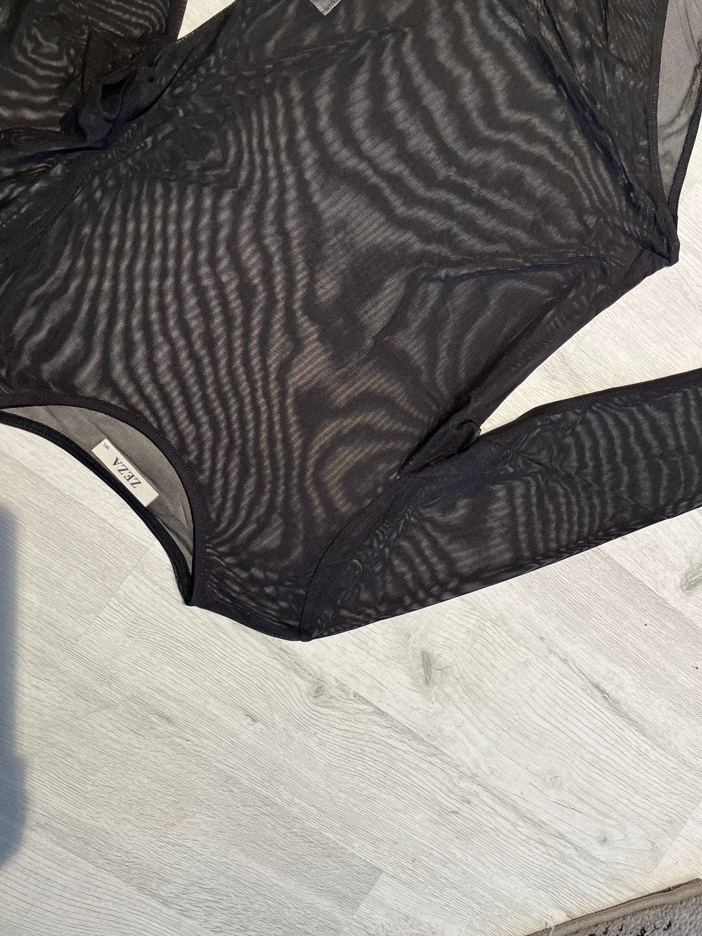 Body in Tulle Trasparente Nero – Sexy Eleganza con Maniche Lunghe