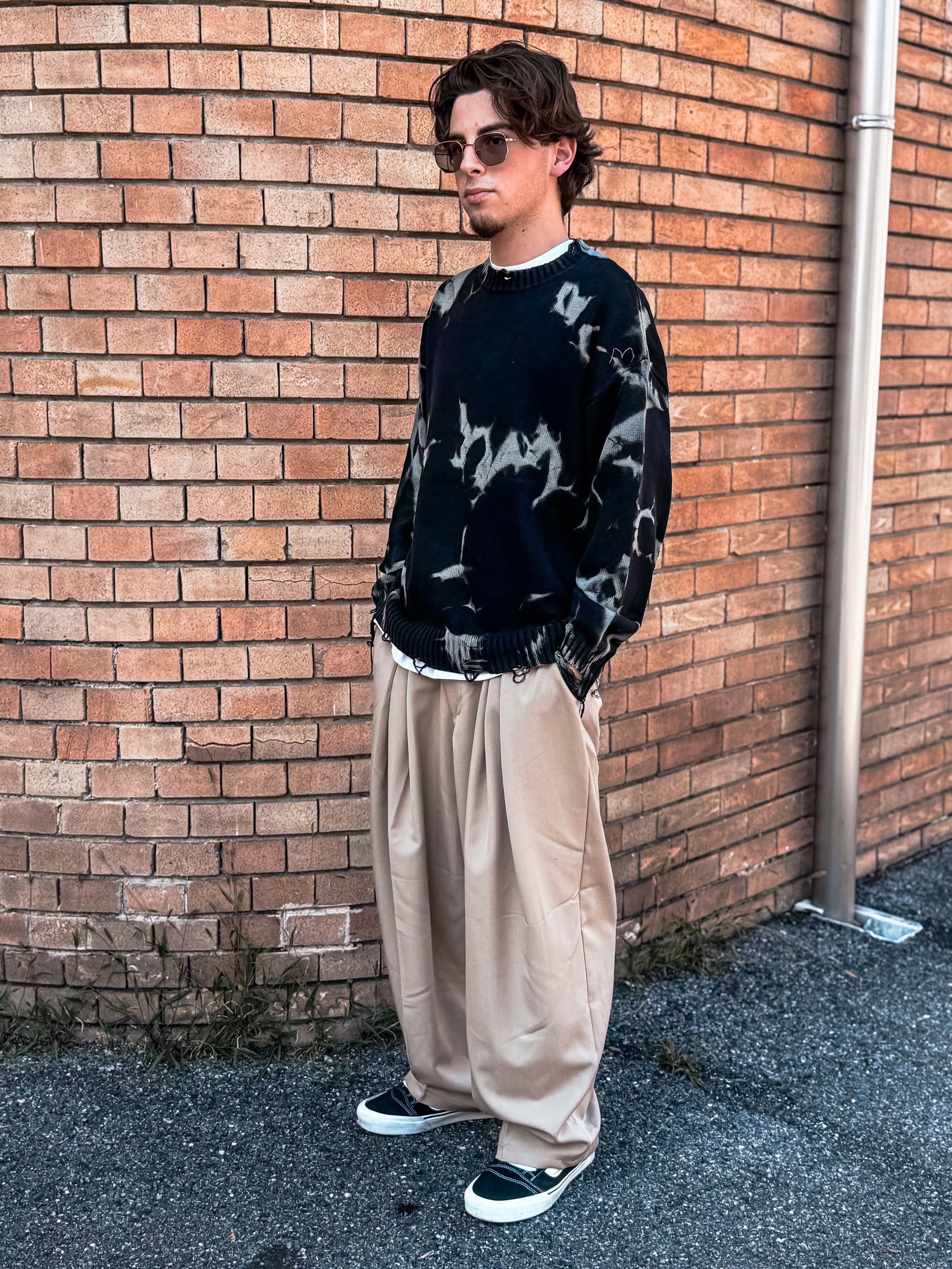 Maglione Nero Tie-Dye – Stile Streetwear Oversize