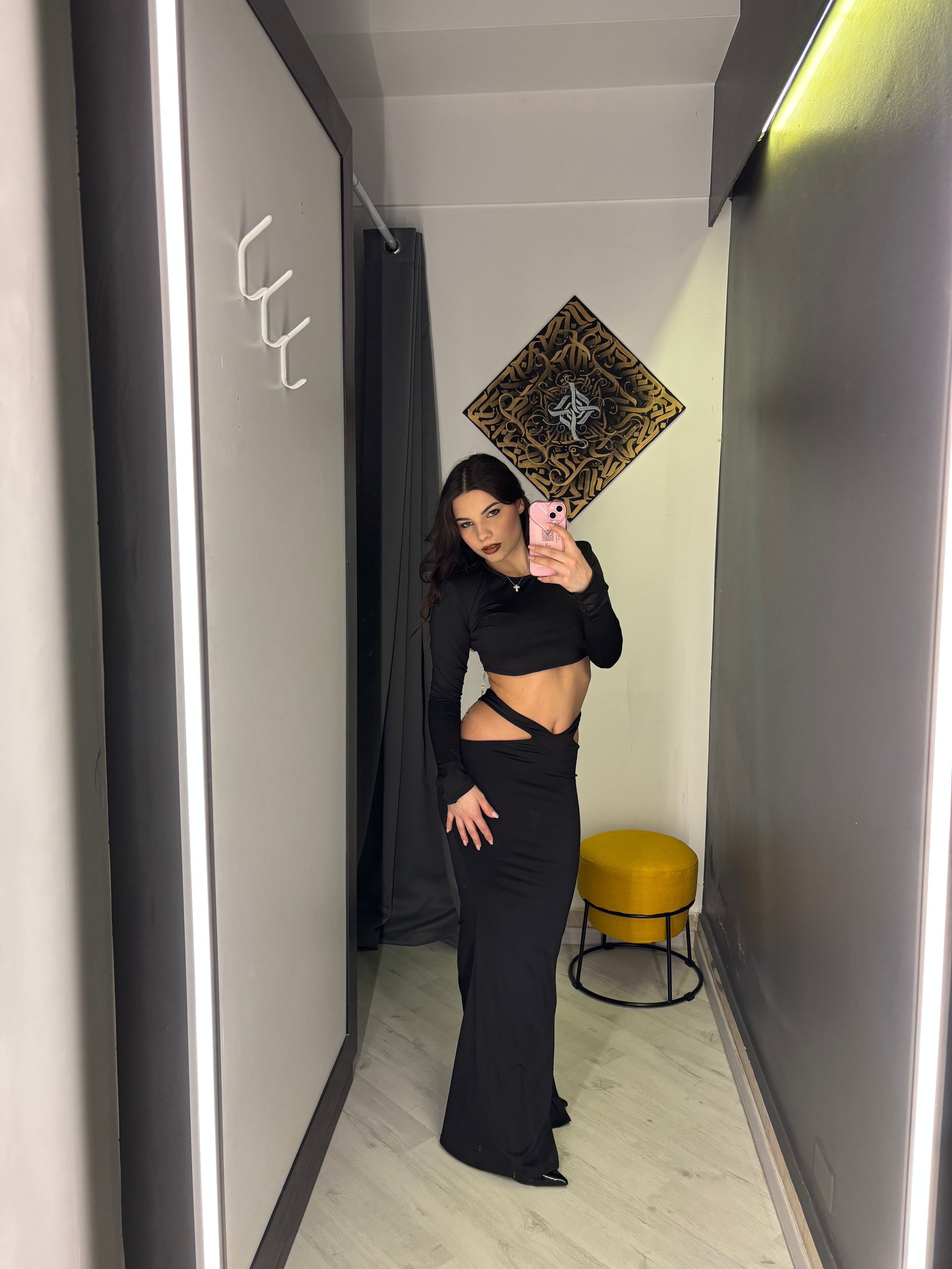 Completo “Midnight Sculpt” – Top Crop + Gonna Cut-Out Modellante