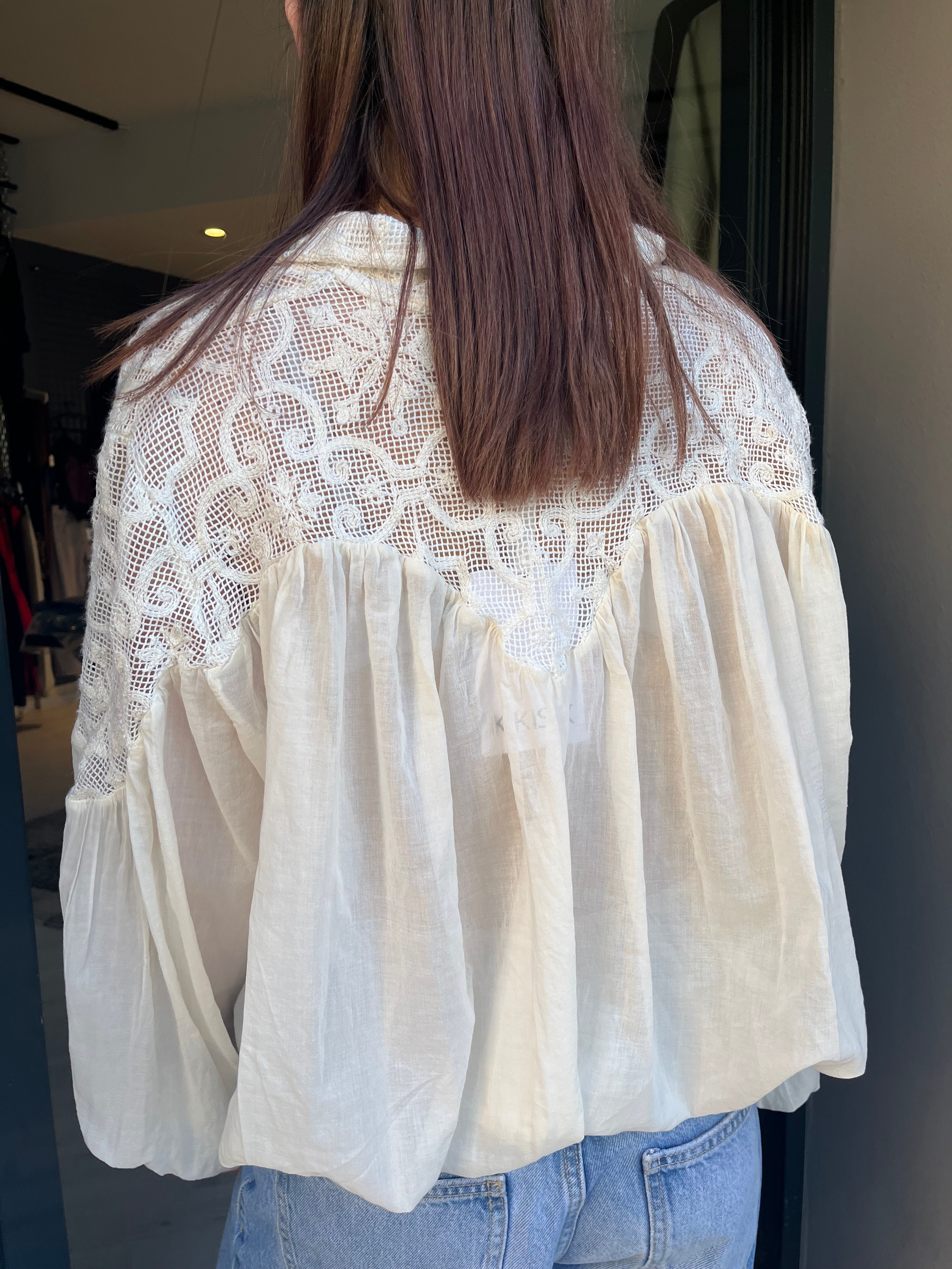 Blusa Rosa Cipria con macrame – Volume Morbido Donna