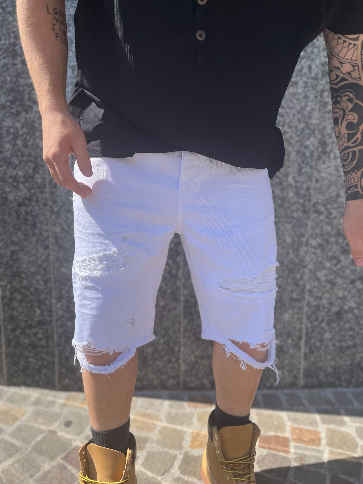 PANTALONCINO BERMUDA JEANS BIANCO