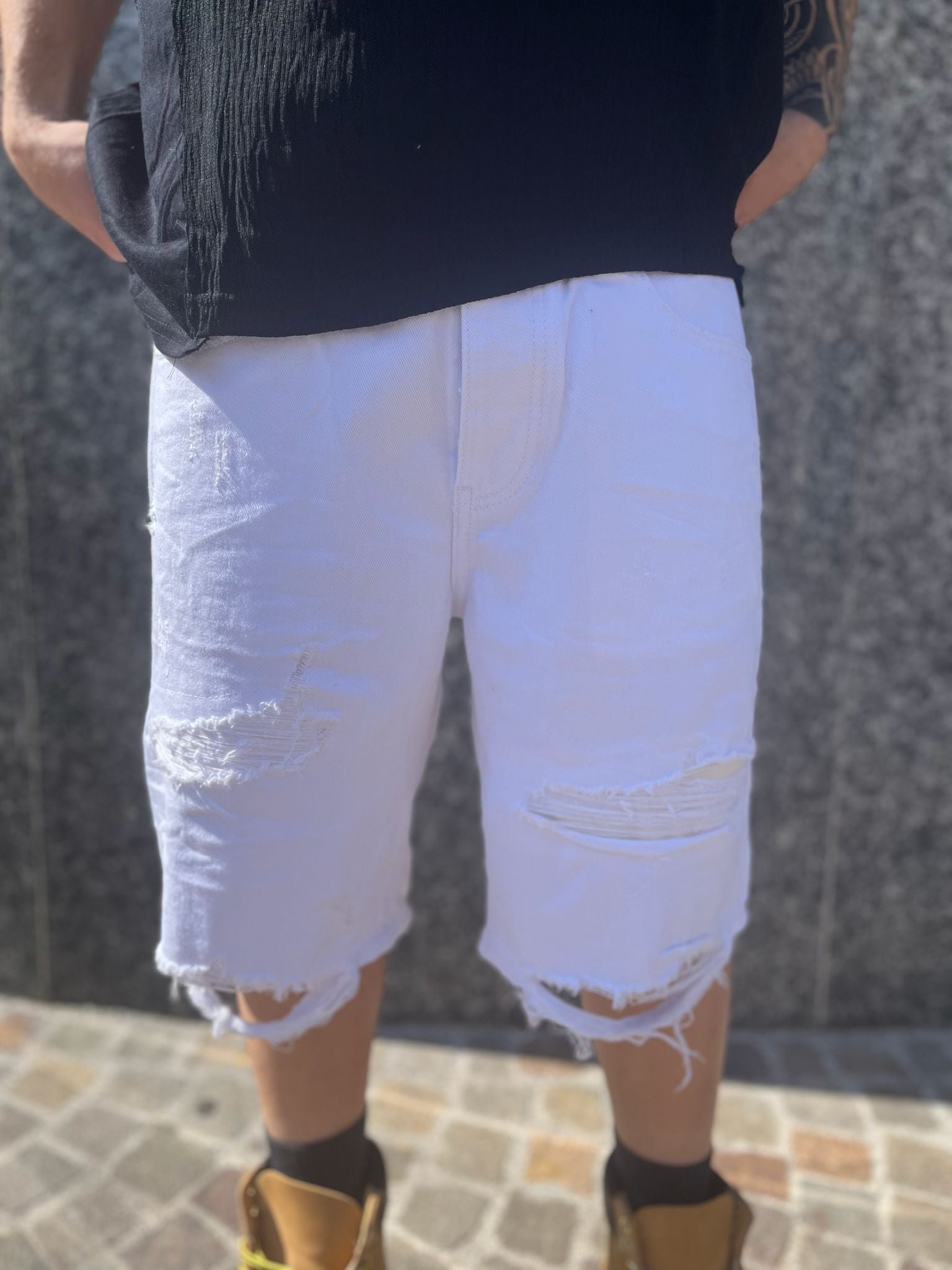 PANTALONCINO BERMUDA JEANS BIANCO