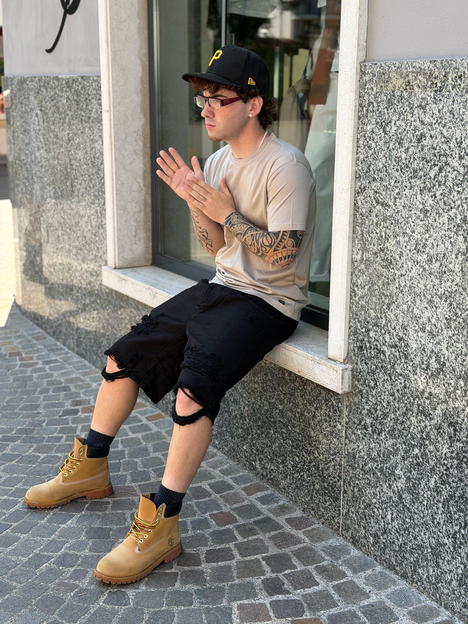 PANTALONCINO BERMUDA JEANS NERO