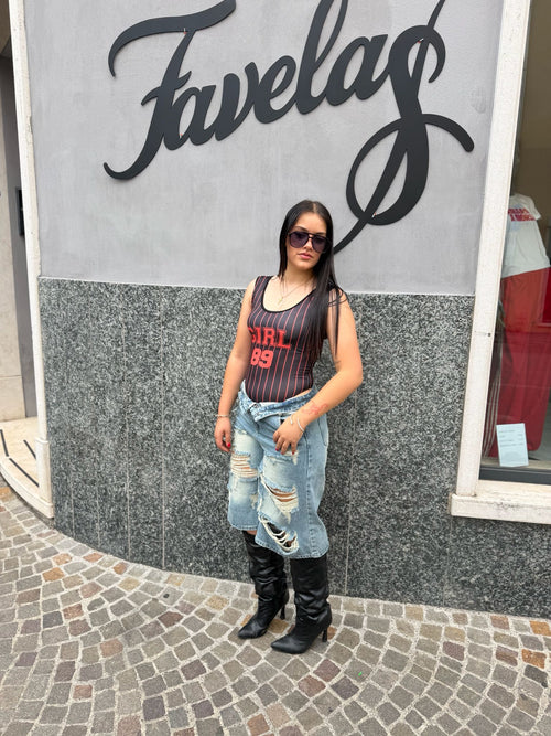 BERMUDA JEANS STRAPPATO
