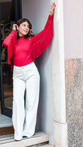 Jeans Palazzo Bianco a Vita Alta – Gamba Larga