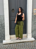 PANTALONE OLIVA CON BORCHIE