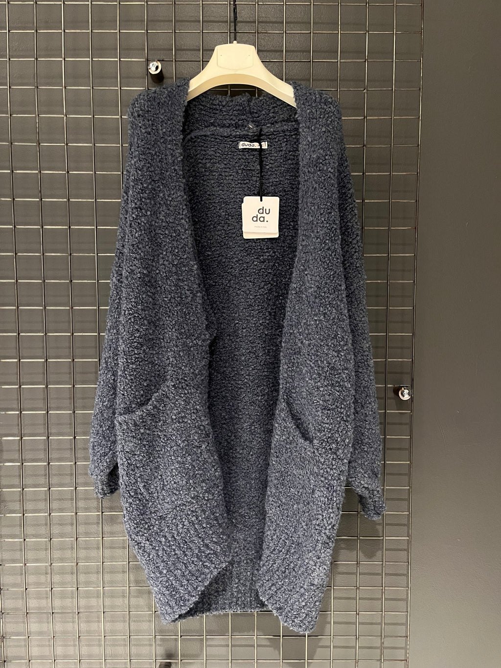 Cardigan Morbido Oversize – Effetto Bouclé Blu Notte
