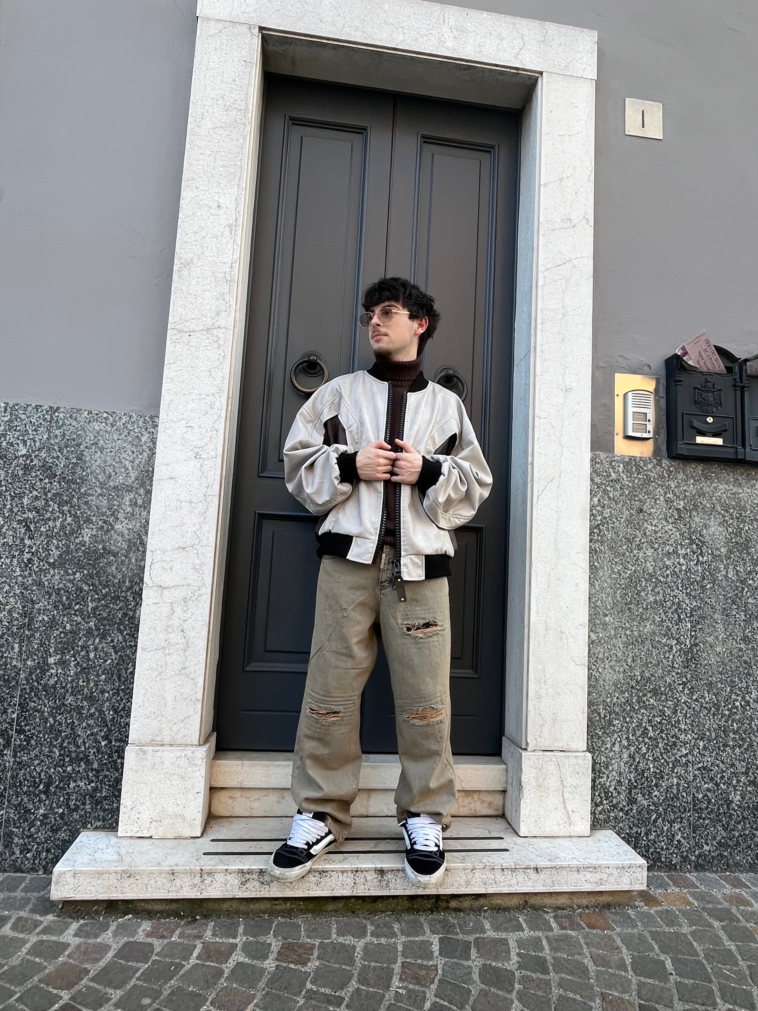 Bomber Uomo Beige e Marrone Oversize – Giacca Streetwear Minimal