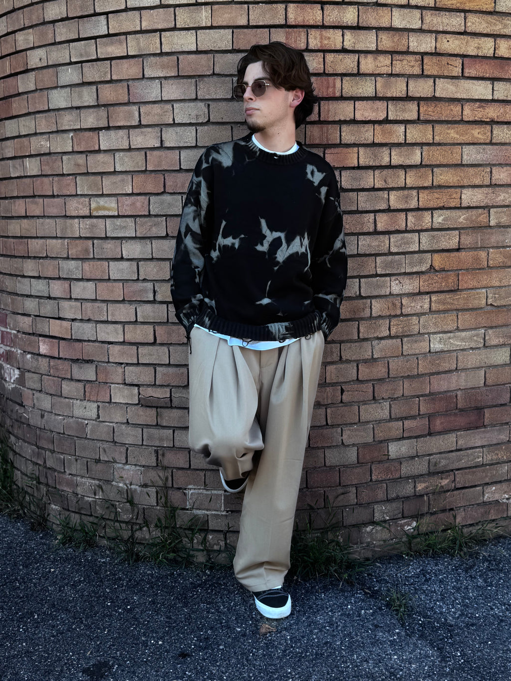 Maglione Nero Tie-Dye – Stile Streetwear Oversize