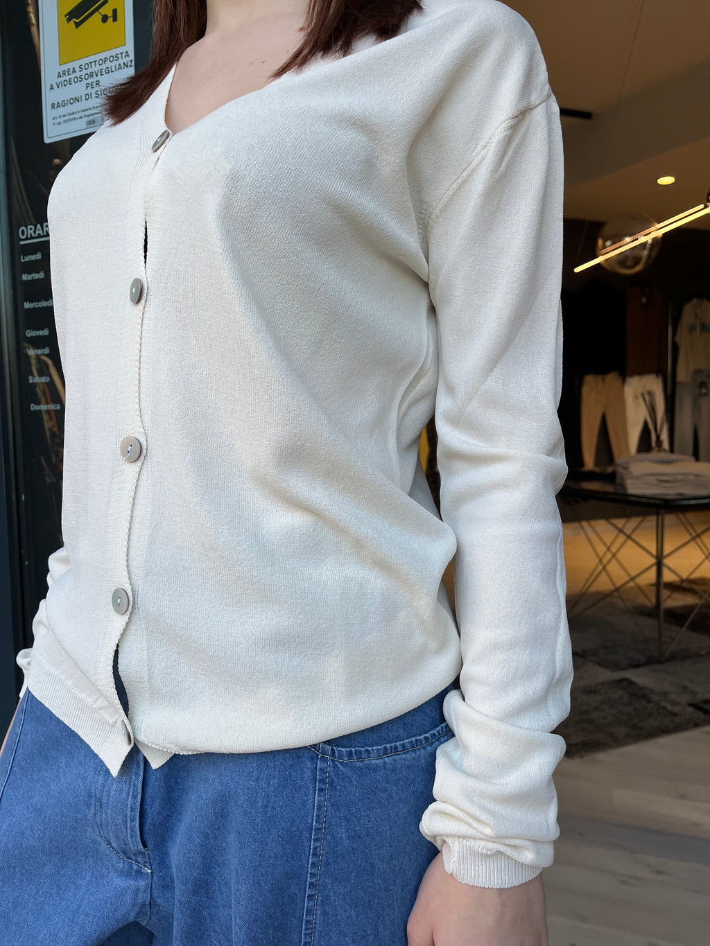 Cardigan manica lunga con scollo a V