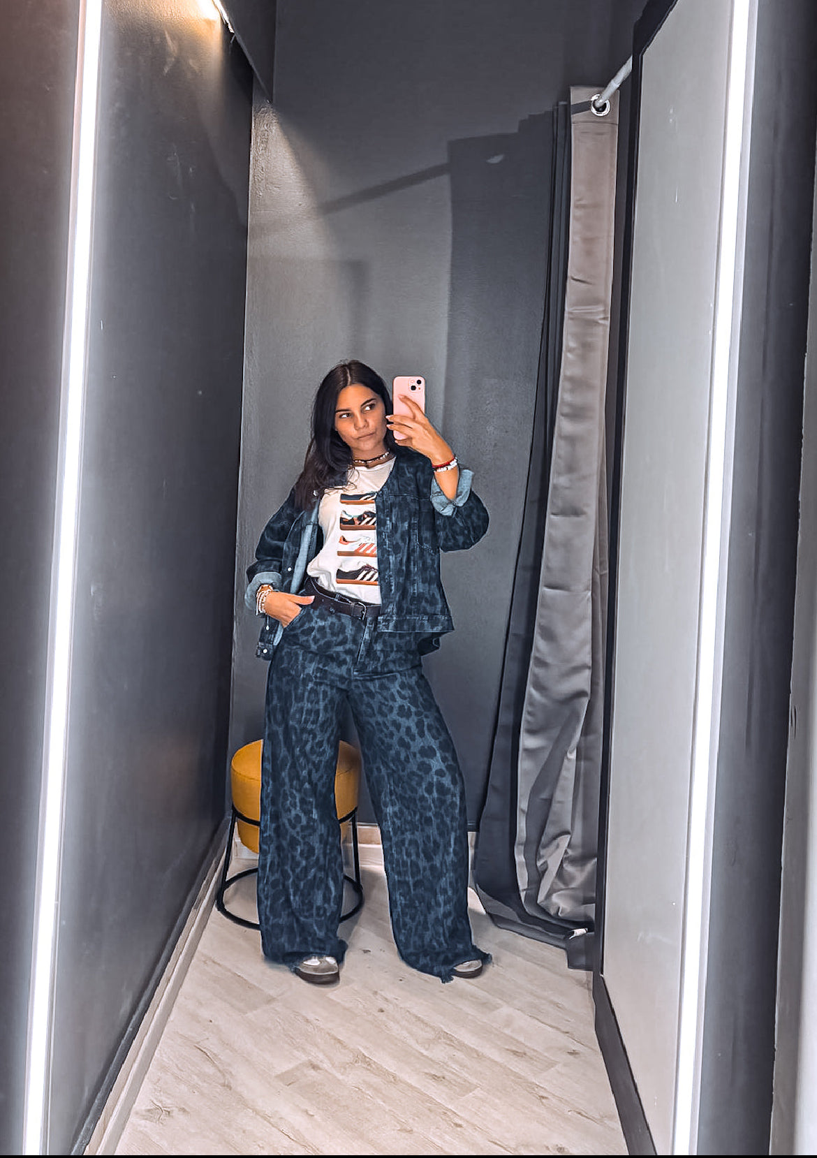 Donna giacca Denim Leopardato – Giacca Oversize