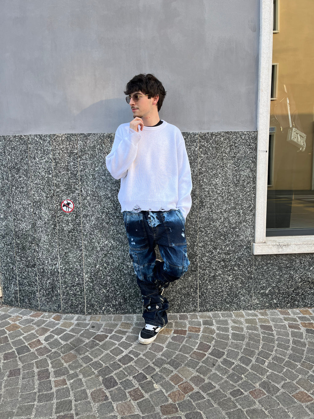 Jeans Cargo Distressed con Tasche Multiple e Zip – Cianotic Made in Italy