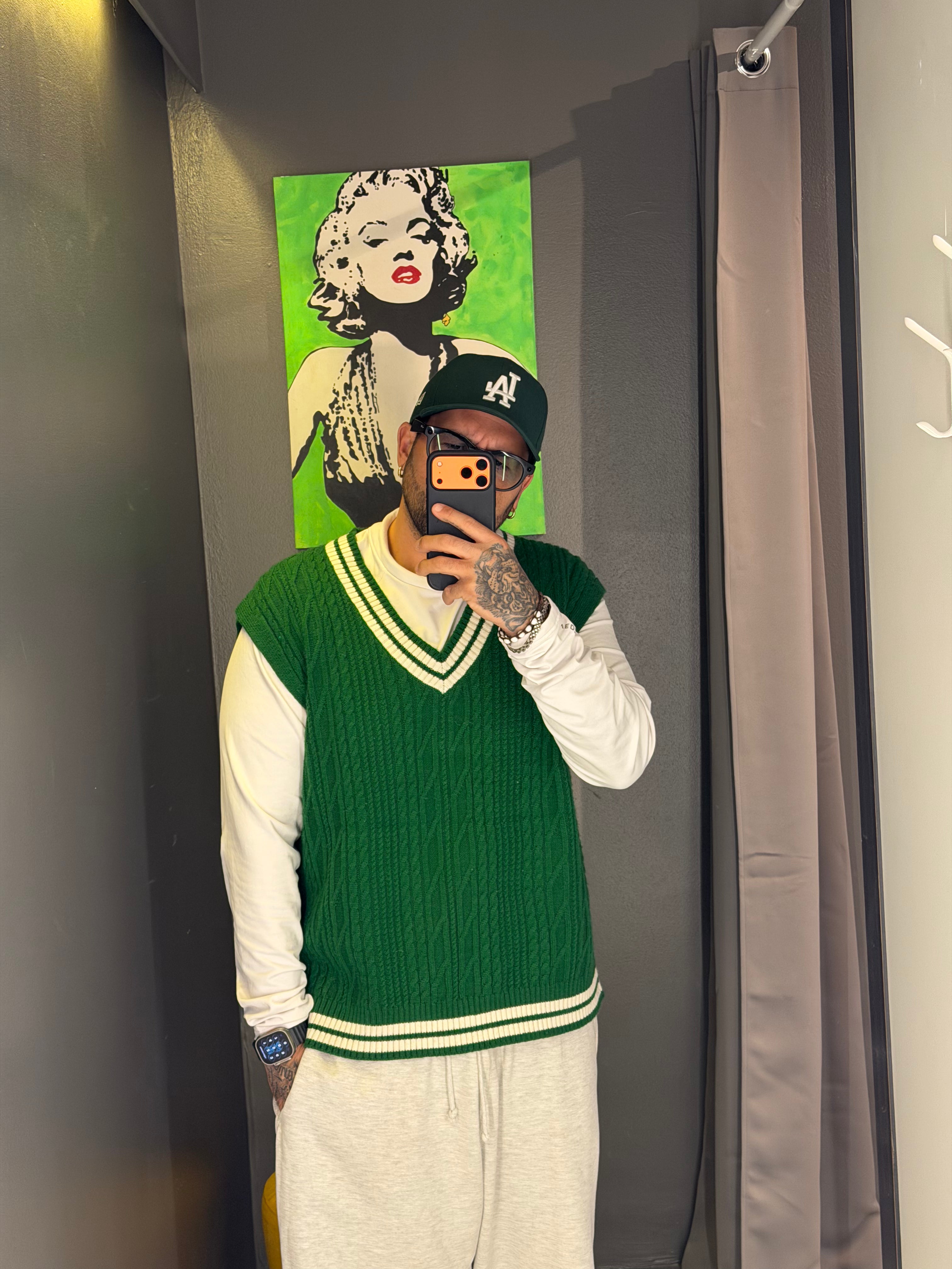 Gilet Verde College – Varsity Knit Edition