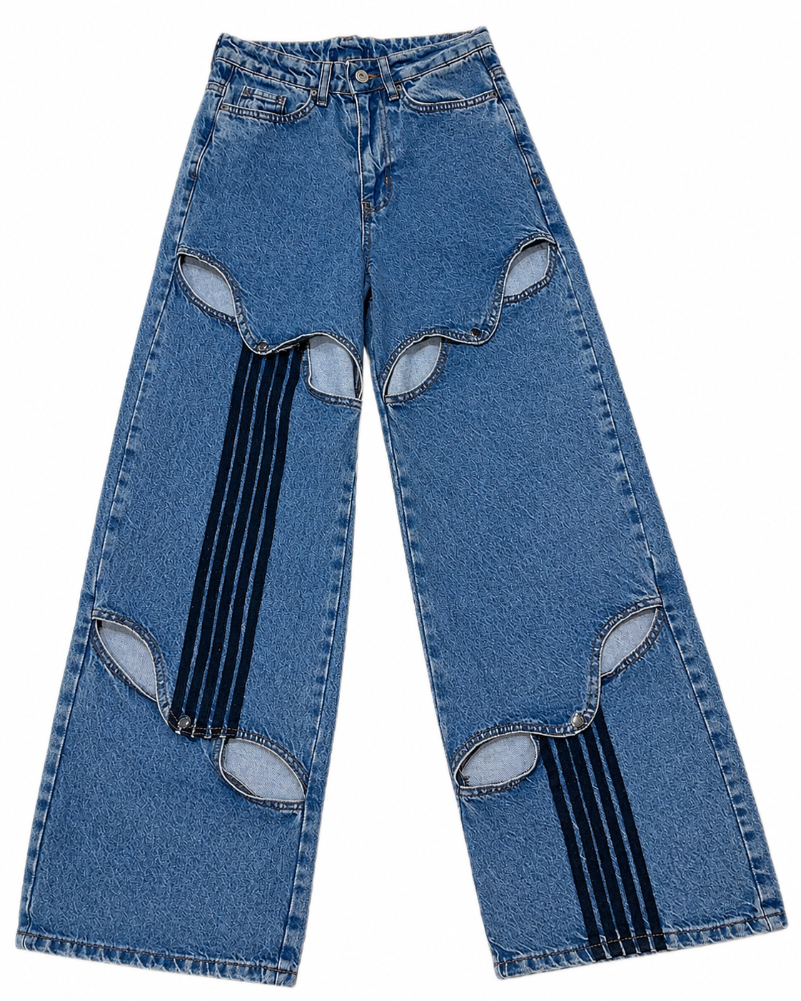 ⸻

Jeans Strappati Oversize con Dettagli a Fascia
