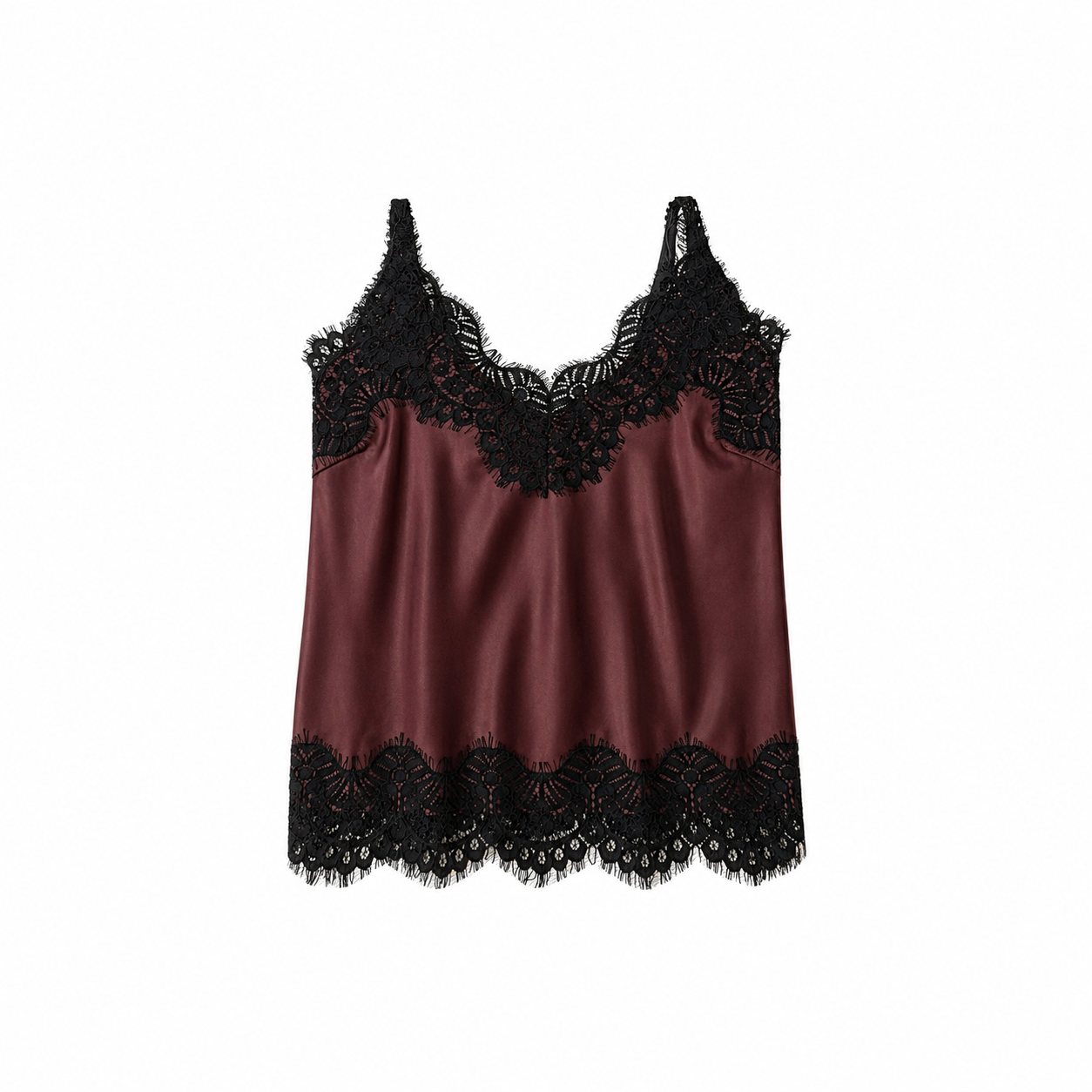 Top in Ecopelle Bordeaux con Pizzo Nero – Red Passion Edition