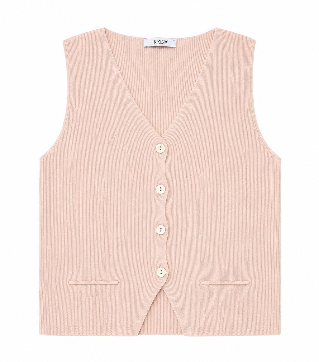 Gilet con bottoni a costine