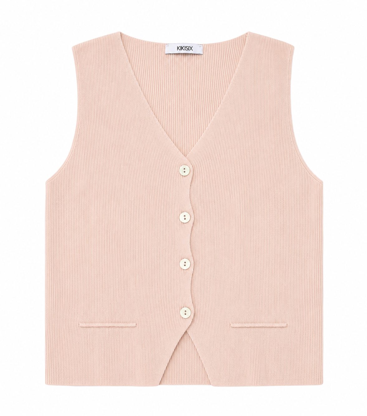 Gilet con bottoni a costine