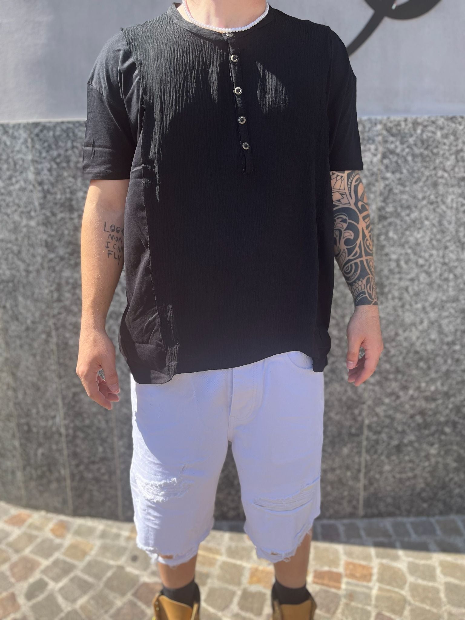 T-SHIRT GIROCOLLO URBAN CON BOTTONI